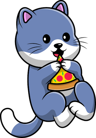 Cat Eat Pizza  Illustration