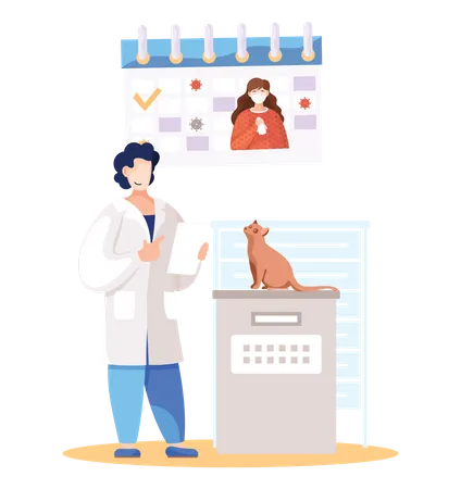 Cat getting treatment at vet clinic  Illustration