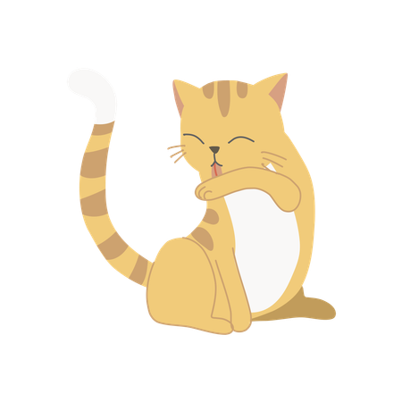 猫のグルーミング  イラスト