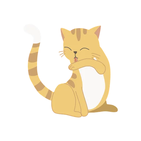 猫のグルーミング  イラスト