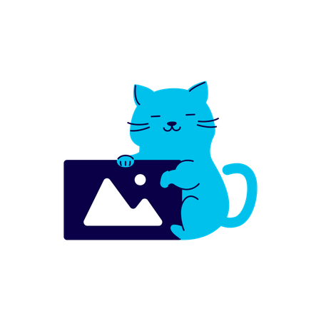 Cat Holding Image  Illustration