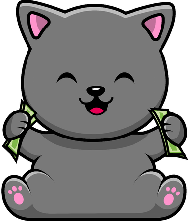 Cat Holding Money  Illustration