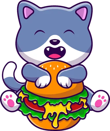 Cat Hug Burger  Illustration