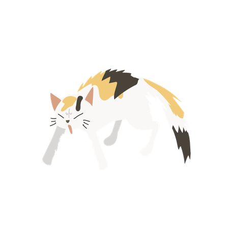 攻撃的なポーズの猫  イラスト