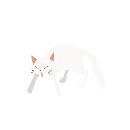 Cat in Aggressive Posture with Fluffed Up Fur  Illustration