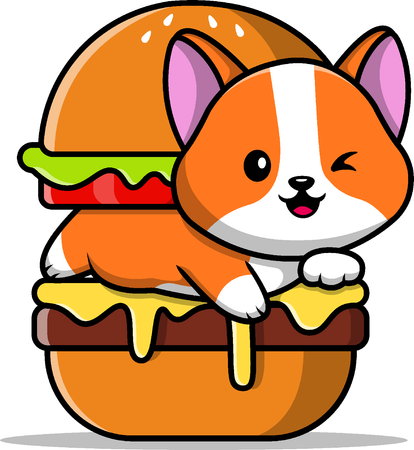 Cat In Burger  Illustration