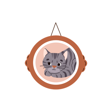 Cat in hanging picture frame  Illustration