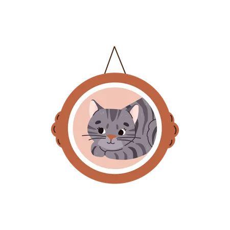 Cat in hanging picture frame  Illustration