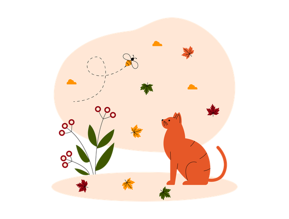 Cat in park  Illustration