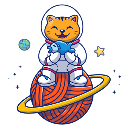 Cat in spacesuit Illustration