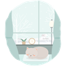 free cat sleeping in house illustrations