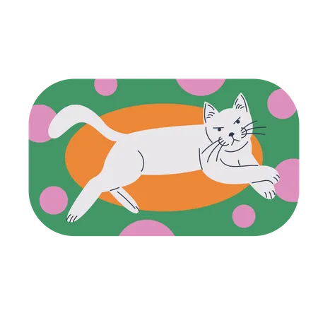 Cat lying on the mat  Illustration