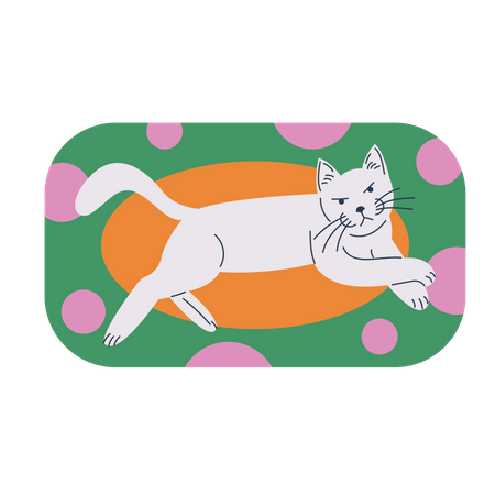 Cat lying on the mat  Illustration