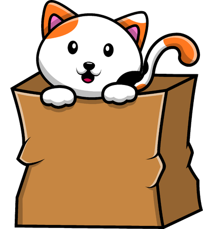 Cat On Grocery Bag  Illustration