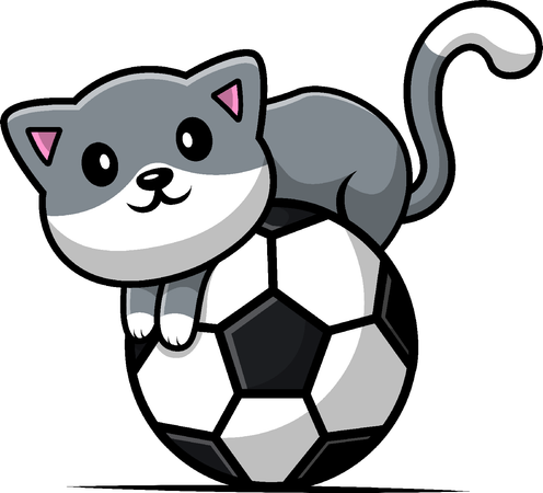 Cat On Soccer Ball  Illustration