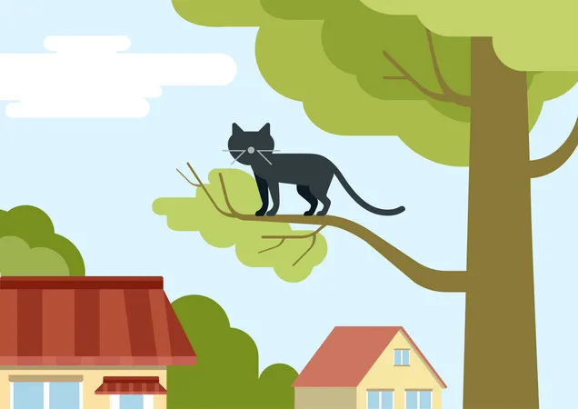 Cat on tree  Illustration