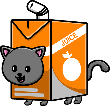 Cat Orange Juice Box  Illustration