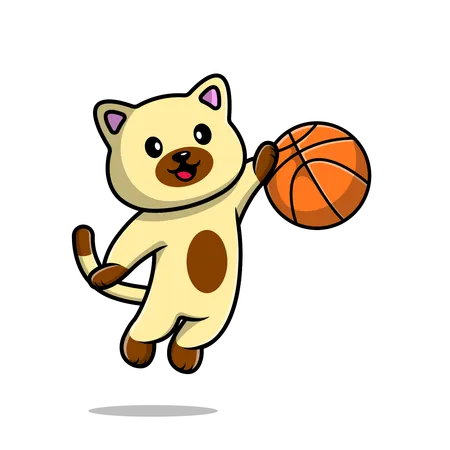 Cat Playing Basket Ball  Illustration