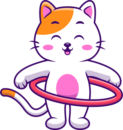 Cat Playing Hula-hoop  Illustration