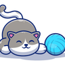 cat with ball illustration