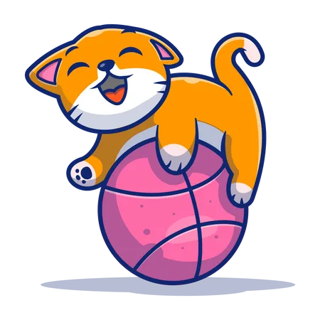 Cat playing with ball Illustration