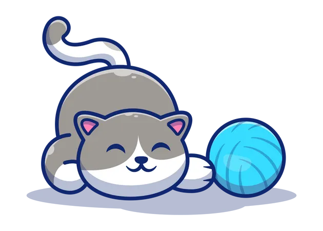 Cat playing with ball  Illustration