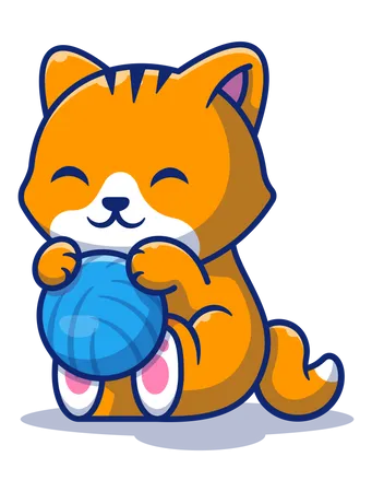 Cat playing with ball  Illustration