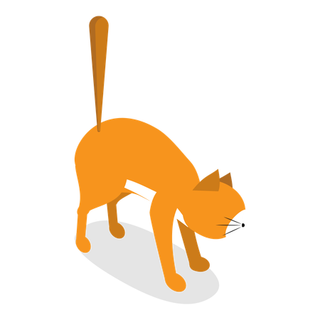 Cat sitting in aggressive position  Illustration