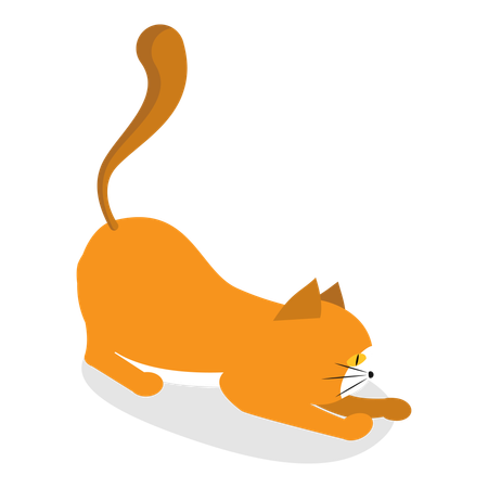 Cat sitting in aggressive position  Illustration