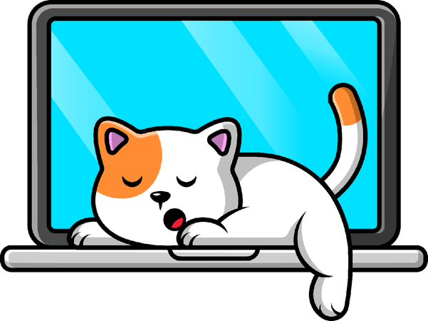 Cat Sleeping On Laptopp  Illustration