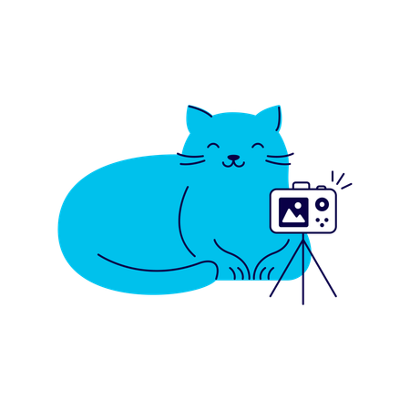 Cat Taking a Selfie  Illustration