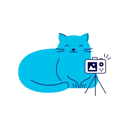 Cat Taking a Selfie  Illustration