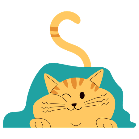 Cat Under Blanket  Illustration