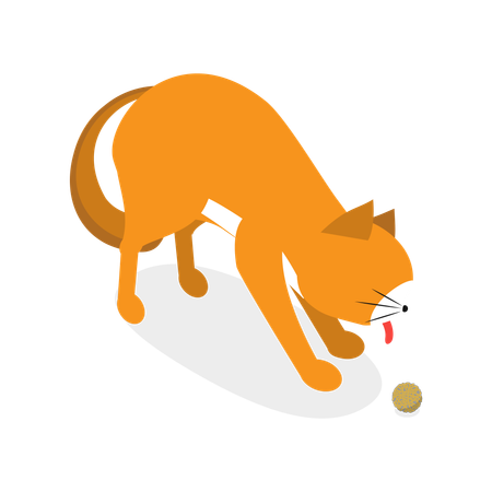 Cat Vomiting a Stomach Content  Illustration