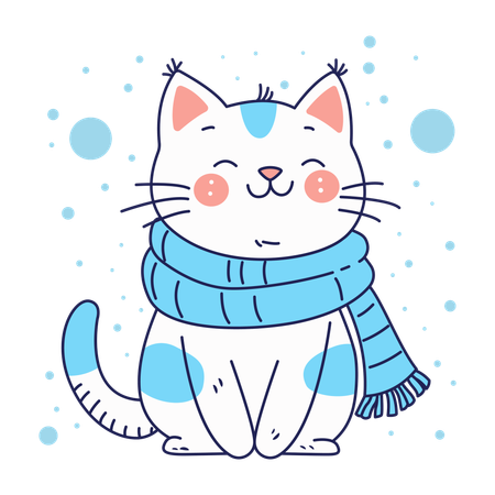 Cat wearing warm scarf  Illustration