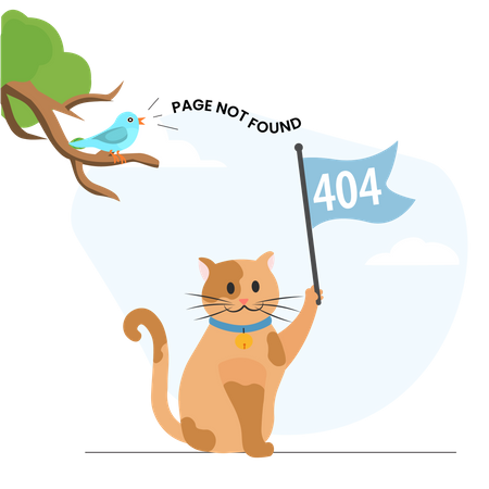 Cat With 404 Flag  イラスト