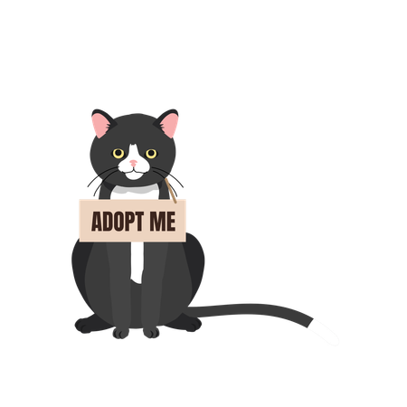 Cat with 'Adopt Me' Collar  Illustration
