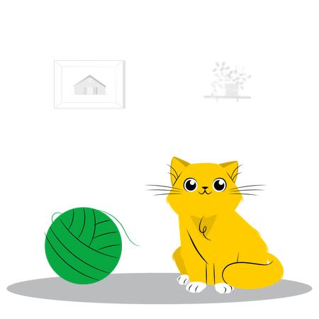 Cat with ball  Illustration