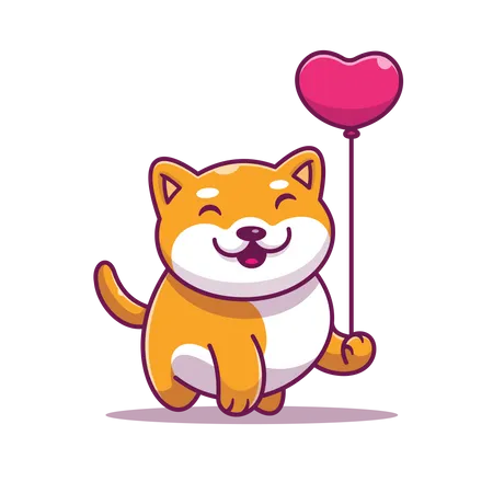 Cat with Love balloon Illustration