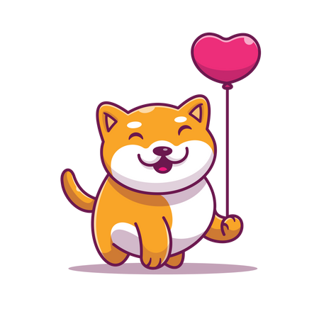 Cat with Love balloon  Illustration