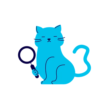 Cat with Magnifying Glass  Illustration