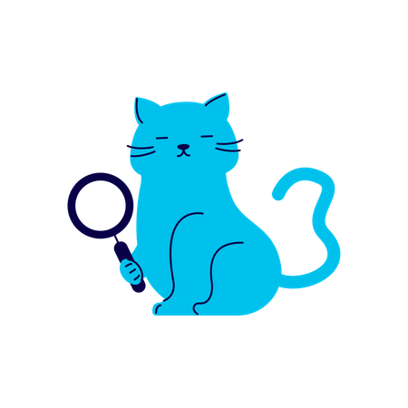Cat with Magnifying Glass  Illustration