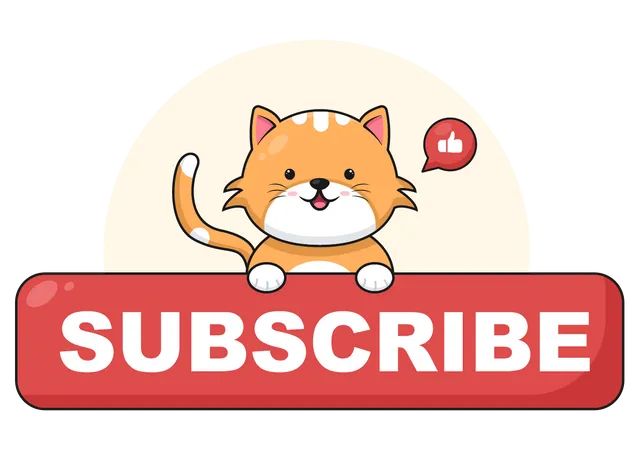 Cat with Subscribe and like concept  Illustration