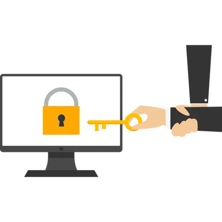 Catch Thieves Stealing Information From Computer Vector Illustration In Flat Style Illustration