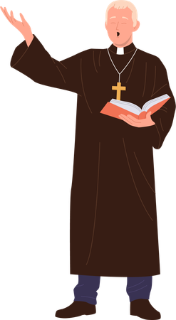 Catholic church priest prayer character wearing vestment  Illustration