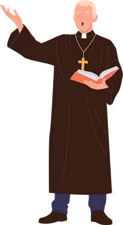 Catholic church priest prayer character wearing vestment  Illustration