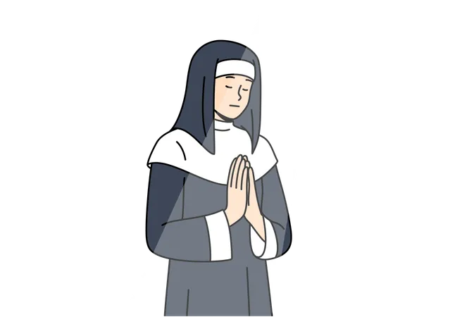 Catholic nun is praying to Jesus  Illustration
