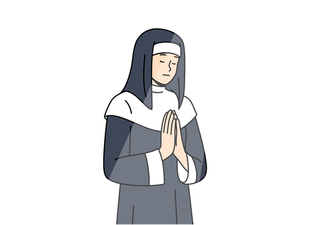 Catholic nun is praying to Jesus  Illustration