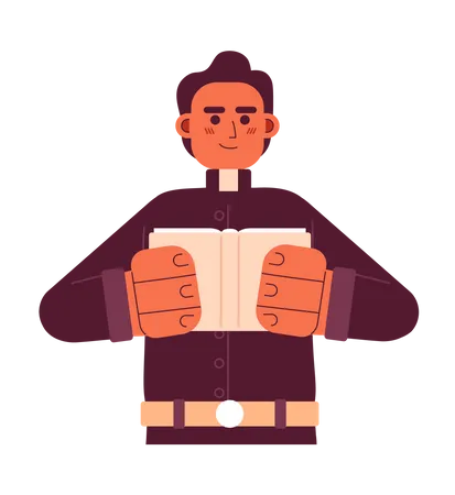 Catholic pastor holding bible  Illustration