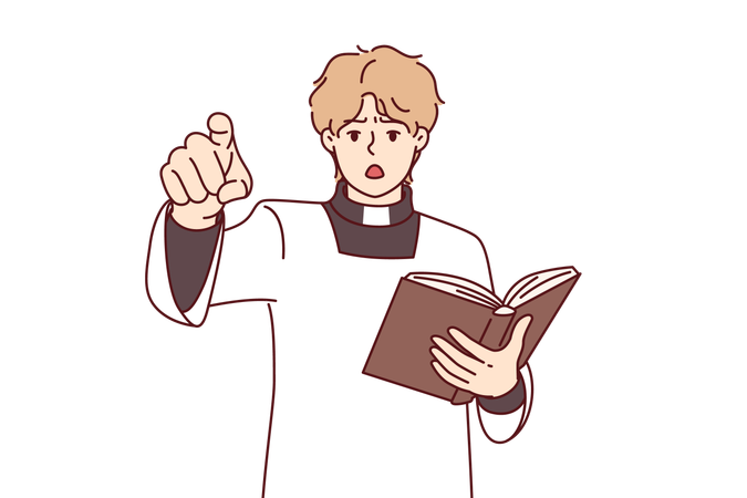 Catholic priest is reading bible  Illustration